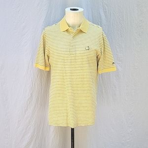Men's Original Masters polo, sz M, short sleeve, yellow w navy stripes